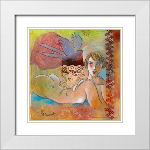 Legeres-nos certitudes White Modern Wood Framed Art Print with Double Matting by Hanniet, Marc