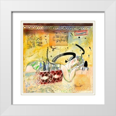 Le voyage en partage White Modern Wood Framed Art Print with Double Matting by Hanniet, Marc