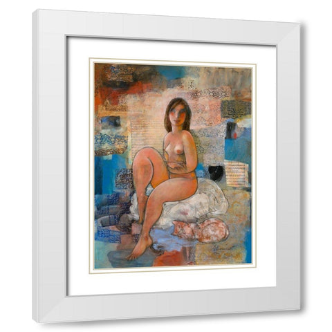 La liberte crue White Modern Wood Framed Art Print with Double Matting by Hanniet, Marc