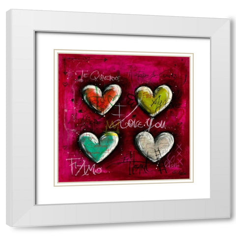 Je taime II White Modern Wood Framed Art Print with Double Matting by Mougin, Carine