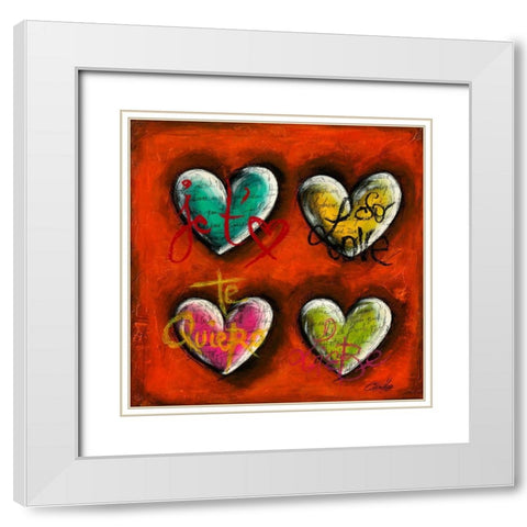 Je taime III White Modern Wood Framed Art Print with Double Matting by Mougin, Carine