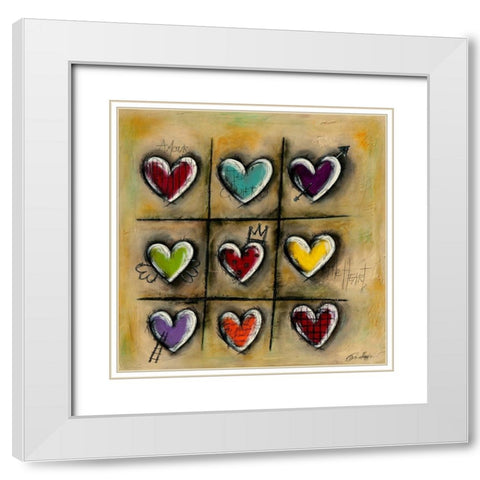 Colored Hearts II White Modern Wood Framed Art Print with Double Matting by Mougin, Carine