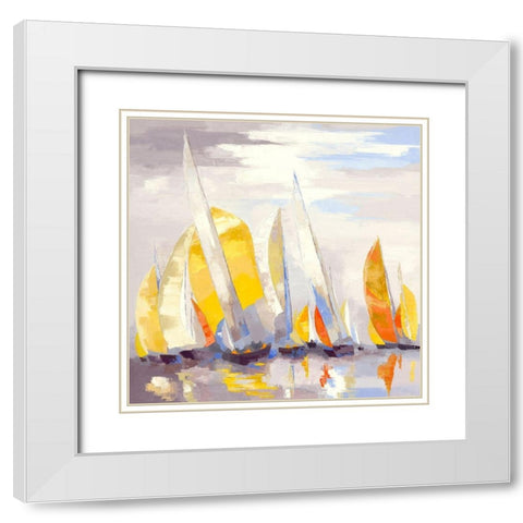 Rondinara White Modern Wood Framed Art Print with Double Matting by Mauviel, Laurence