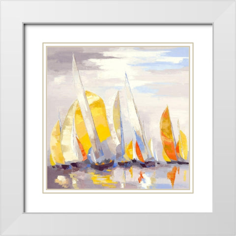 Rondinara White Modern Wood Framed Art Print with Double Matting by Mauviel, Laurence