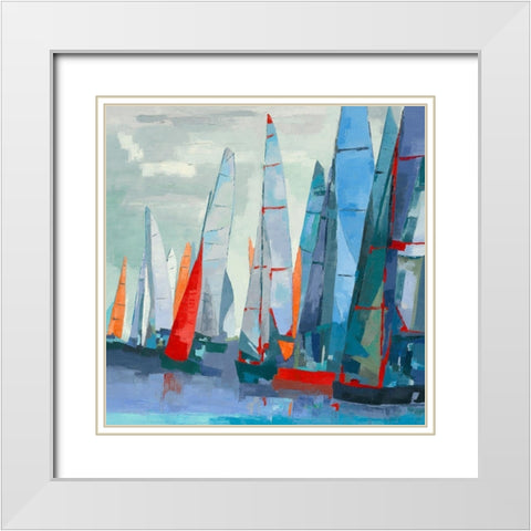 Barcolana White Modern Wood Framed Art Print with Double Matting by Mauviel, Laurence