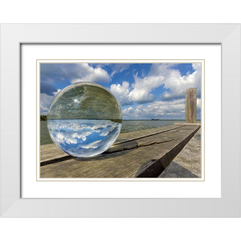 Kugelwelt am Steg White Modern Wood Framed Art Print with Double Matting by Fischer, Rolf