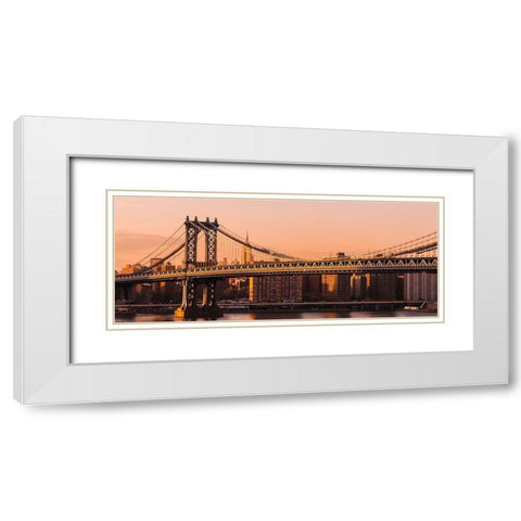 Pont de Manhattan White Modern Wood Framed Art Print with Double Matting by Bertrande, Arnaud