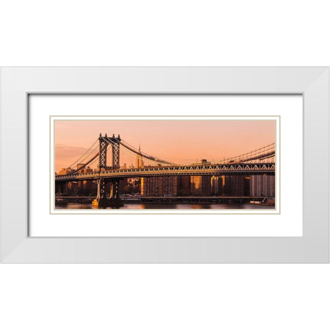Pont de Manhattan White Modern Wood Framed Art Print with Double Matting by Bertrande, Arnaud