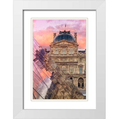 Le Louvre White Modern Wood Framed Art Print with Double Matting by Bertrande, Arnaud