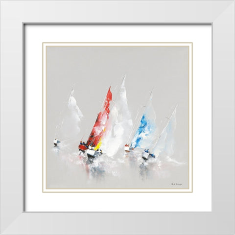 Regate White Modern Wood Framed Art Print with Double Matting by de Courcy, Gerard