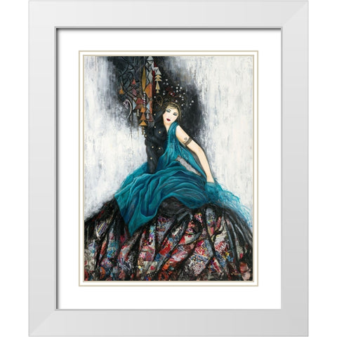 Le voile bleu White Modern Wood Framed Art Print with Double Matting by Maugeri, Valerie
