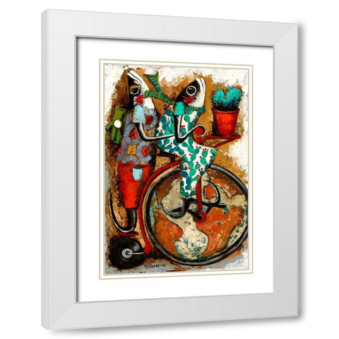 Botanicos White Modern Wood Framed Art Print with Double Matting by Villanueva, Natalia