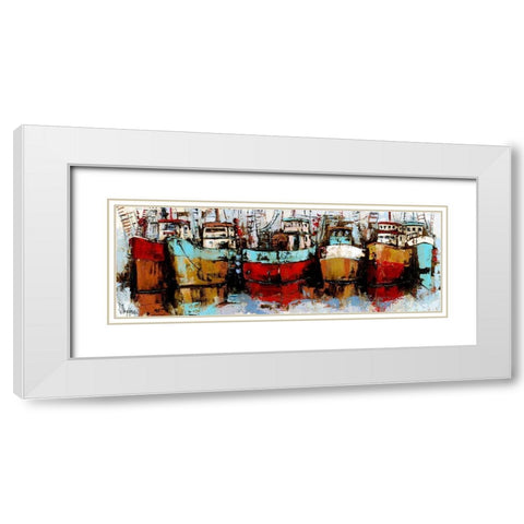 Puerto Pesquero White Modern Wood Framed Art Print with Double Matting by Villanueva, Natalia