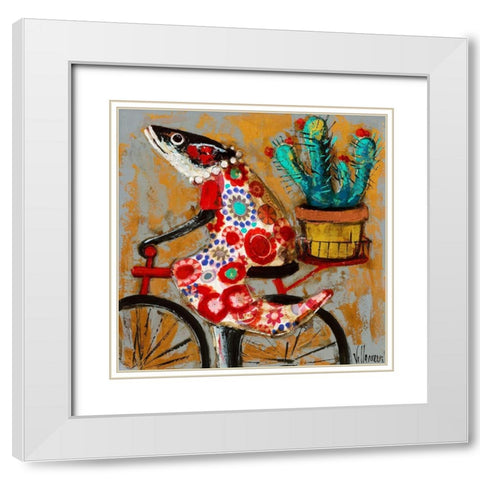Paseo White Modern Wood Framed Art Print with Double Matting by Villanueva, Natalia