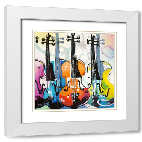 Variation for Violin III White Modern Wood Framed Art Print with Double Matting by Cornee, Patrick