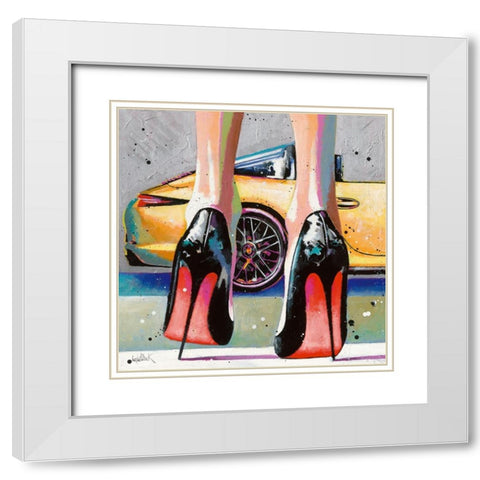 My high Heels-my pretty Car and Me White Modern Wood Framed Art Print with Double Matting by Cornee, Patrick