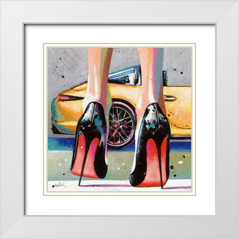 My high Heels-my pretty Car and Me White Modern Wood Framed Art Print with Double Matting by Cornee, Patrick
