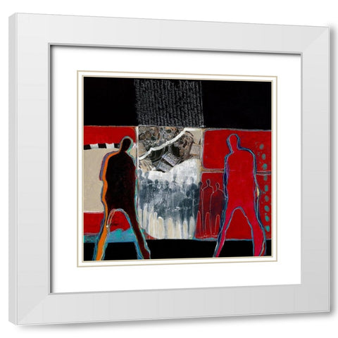 Mensen op weg White Modern Wood Framed Art Print with Double Matting by van Ginkel, Marjolijn