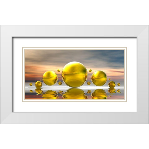 Golden Bowls13 White Modern Wood Framed Art Print with Double Matting by Hillert, Peter