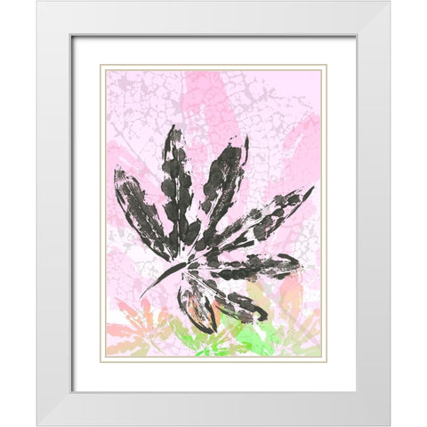Leaf Study rose III White Modern Wood Framed Art Print with Double Matting by SARA Design