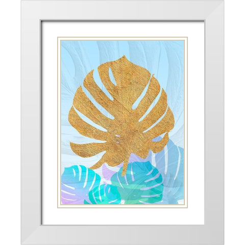 Goldnes Sommerblau II White Modern Wood Framed Art Print with Double Matting by SARA Design