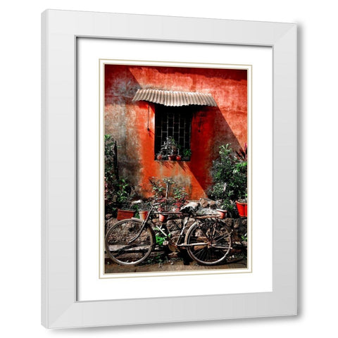 Indian Bicycle White Modern Wood Framed Art Print with Double Matting by Copeland, Gill