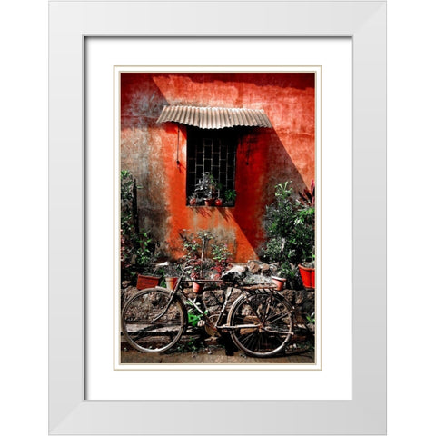Indian Bicycle White Modern Wood Framed Art Print with Double Matting by Copeland, Gill