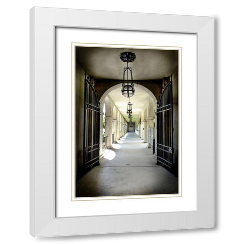 Courtyard Pathway  White Modern Wood Framed Art Print with Double Matting by Copeland, Gill