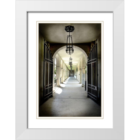 Courtyard Pathway  White Modern Wood Framed Art Print with Double Matting by Copeland, Gill