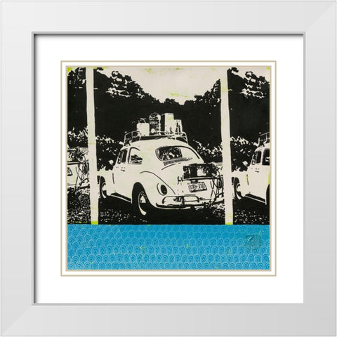 Coccinelle Bis White Modern Wood Framed Art Print with Double Matting by Gouy, Chrystelle