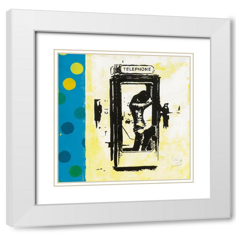 Telephone White Modern Wood Framed Art Print with Double Matting by Gouy, Chrystelle