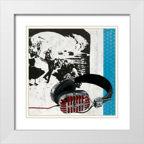 Danse sous les Ponts White Modern Wood Framed Art Print with Double Matting by Gouy, Chrystelle