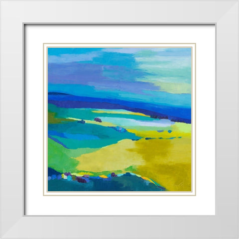 Bleu safran White Modern Wood Framed Art Print with Double Matting by Mauviel, Laurence