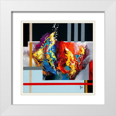 Energie masculine White Modern Wood Framed Art Print with Double Matting by Jadis