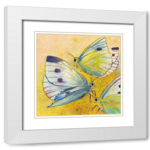 Schmetterlinge White Modern Wood Framed Art Print with Double Matting by Botman, Loes