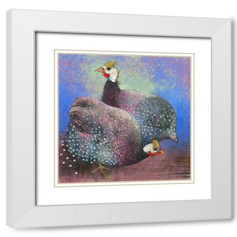 Perlhuhner White Modern Wood Framed Art Print with Double Matting by Botman, Loes