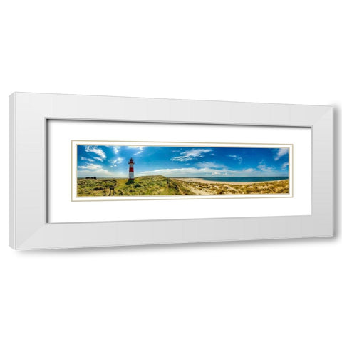 Sylt Panorama Ellenbogen mit Leuchtturm White Modern Wood Framed Art Print with Double Matting by Fischer, Rolf