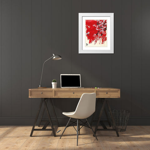 Ziffernrot II White Modern Wood Framed Art Print with Double Matting by Wendling, Heinz