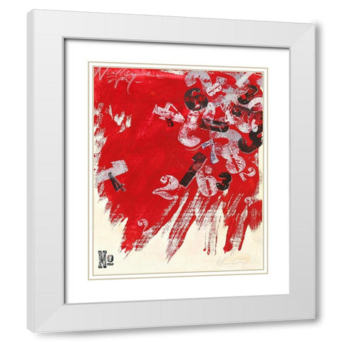 Ziffernrot II White Modern Wood Framed Art Print with Double Matting by Wendling, Heinz