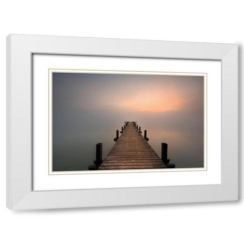 Away White Modern Wood Framed Art Print with Double Matting by Steger, Uwe