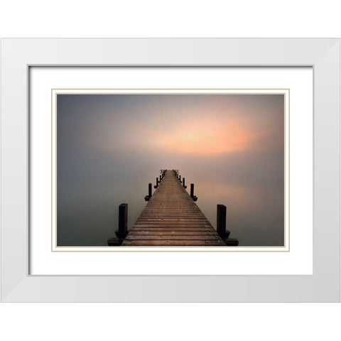 Away White Modern Wood Framed Art Print with Double Matting by Steger, Uwe