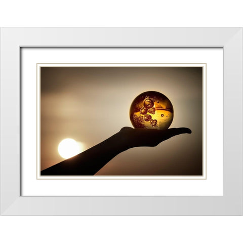 Soleil en verre White Modern Wood Framed Art Print with Double Matting by Steger, Uwe