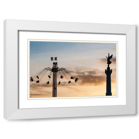 Manege et monument des Girondins White Modern Wood Framed Art Print with Double Matting by Bertrande, Arnaud