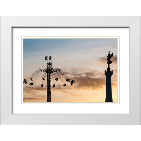 Manege et monument des Girondins White Modern Wood Framed Art Print with Double Matting by Bertrande, Arnaud