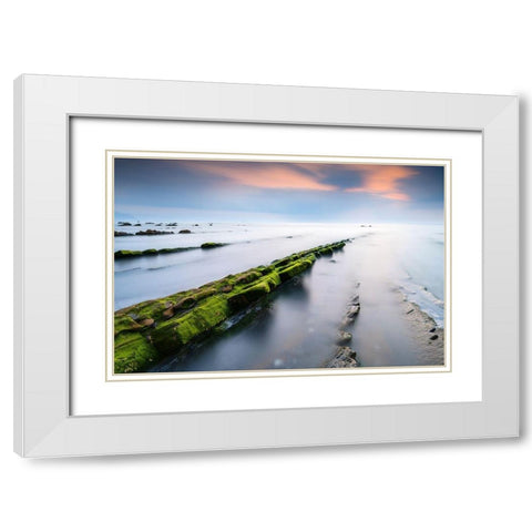 Barrika II White Modern Wood Framed Art Print with Double Matting by Bertrande, Arnaud