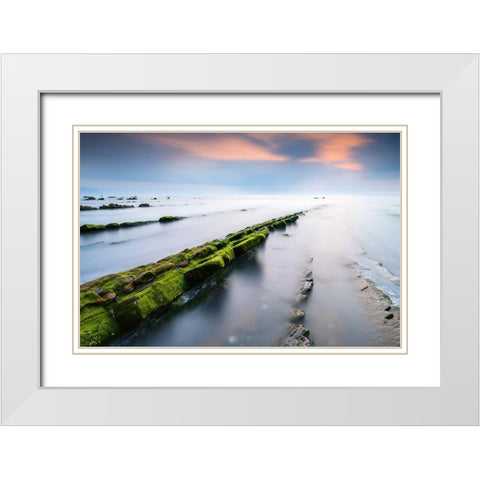Barrika II White Modern Wood Framed Art Print with Double Matting by Bertrande, Arnaud