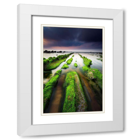 Barrika III White Modern Wood Framed Art Print with Double Matting by Bertrande, Arnaud