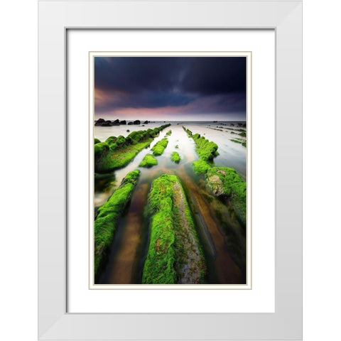 Barrika III White Modern Wood Framed Art Print with Double Matting by Bertrande, Arnaud