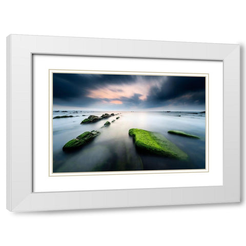 Barrika IV White Modern Wood Framed Art Print with Double Matting by Bertrande, Arnaud