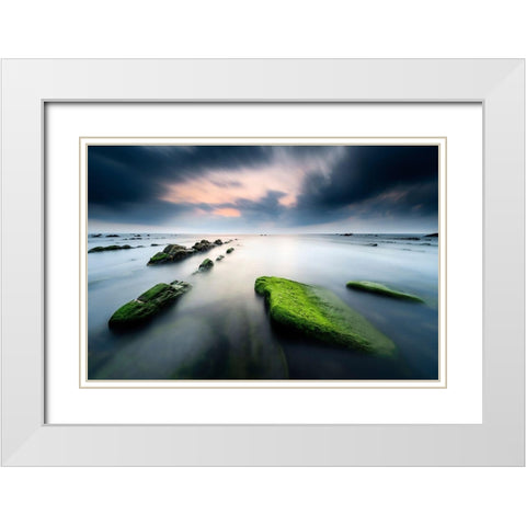Barrika IV White Modern Wood Framed Art Print with Double Matting by Bertrande, Arnaud
